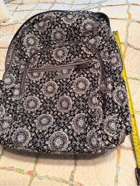 Vera Bradley Black Floral Medallion Quilted Backpack